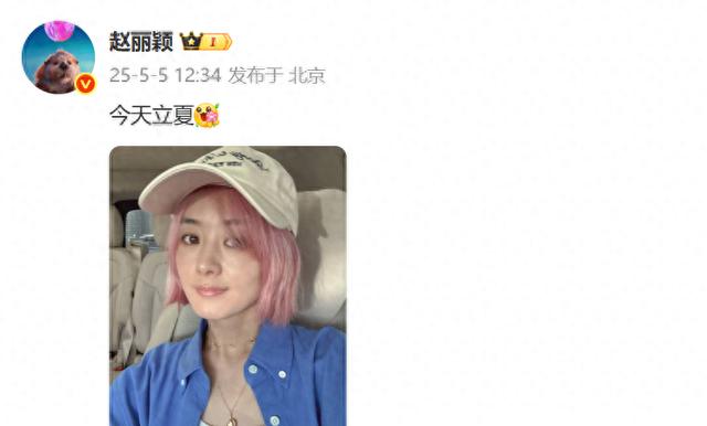 赵丽颖粉色发色造型